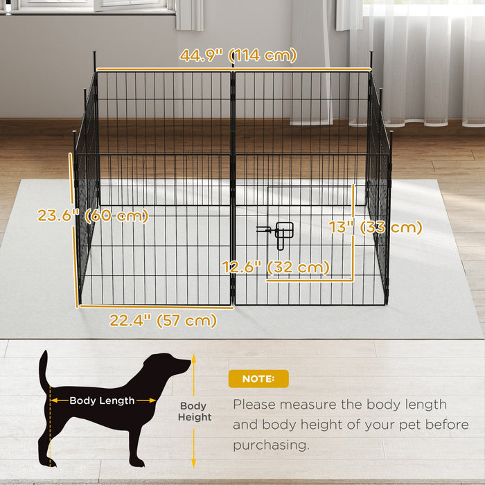 PawHut Dog Playpen 23.6\" High, 8 Panels Dog Fence Folding Indoor Outdoor Pet Playpen with Door, Portable Pet Pen with Ground Stakes for Yard, Camping, for Small Breeds and Puppy