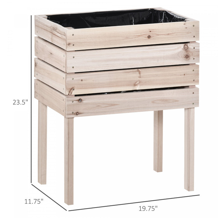 Outsunny 4pcs Wooden Raised Beds For Garden, Diy Shape Elevated Planter Box Kit With Bed Liner For Flowers Vegetables, Outdoor Indoor Planting Box Container