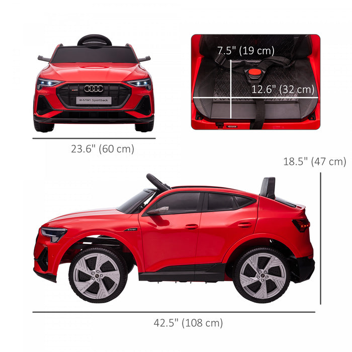 Aosom 12v Kids Electric Ride On Sports Car, Battery Powered Ride-On Toy W/ Parent Remote Control, Safety Belt, Led Lights, Music, And Horn, For 3-5 Years Old, Red