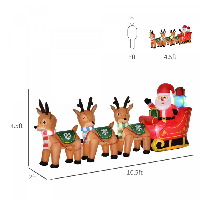 Homcom 4.5ft Santa In Sledge Reindeer Inflatable Christmas Decoration