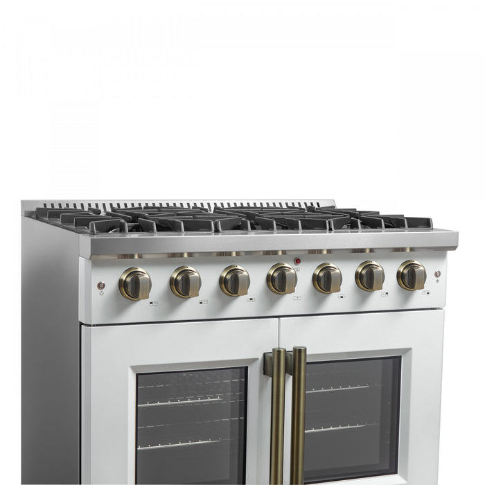 Forno Galiano 36\" White Gas Range, 4.32 cu.ft- FFSGS6444-36WHT