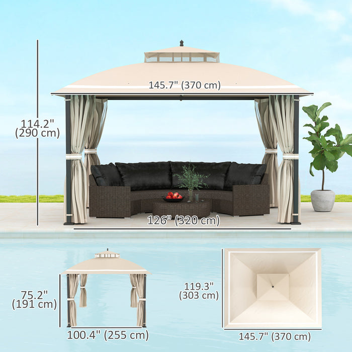 Outsunny 10' X 12' Outdoor gazebo, double Roof With Netting And Curtains