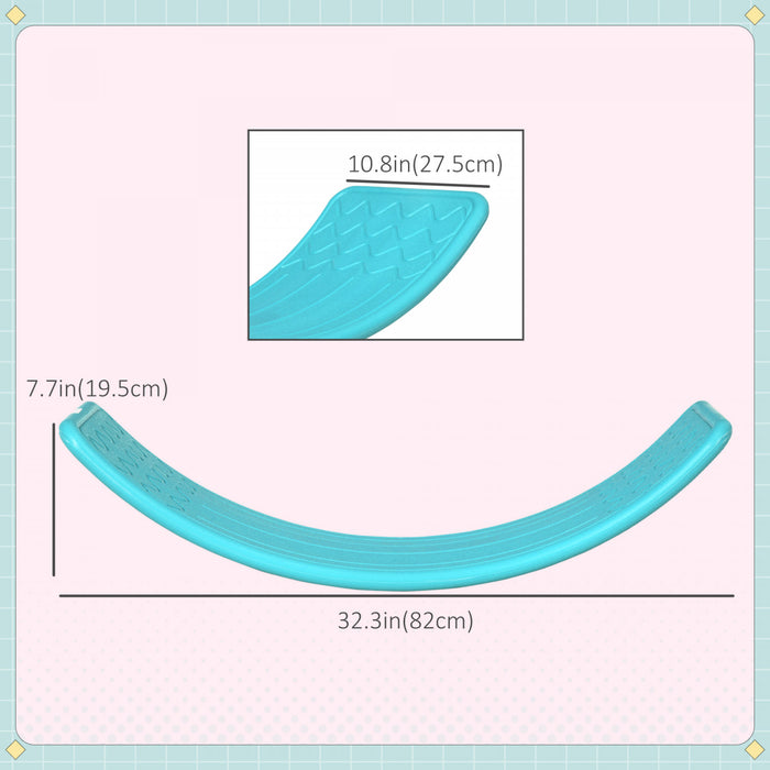Qaba 32.3\" Balance Board, Wobble Board Kids Curvy Rocker Board, Ended Preschool Learning Montessori Waldorf Toy, Ages For 3-6 Years Old, Blue