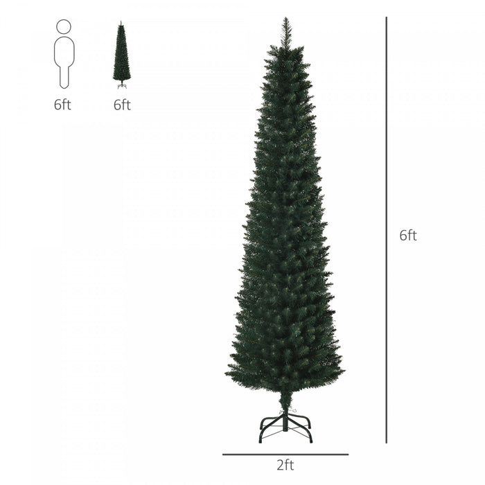 Homcom 6ft Artificial Pencil Christmas Tree With 380 Branch Tips