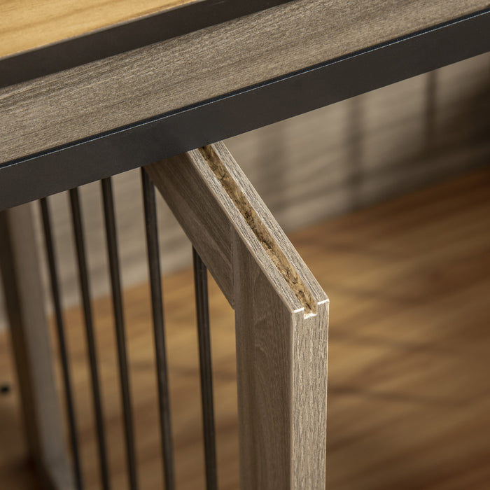 Pawhut Dog Crate Furniture With Divider Panel, Wooden Dog Kennel Tv Stand For Large Dogs, Pet House Side Table For 2 Small Dogs With Two Rooms Design, 2 Sliding Doors, Oak