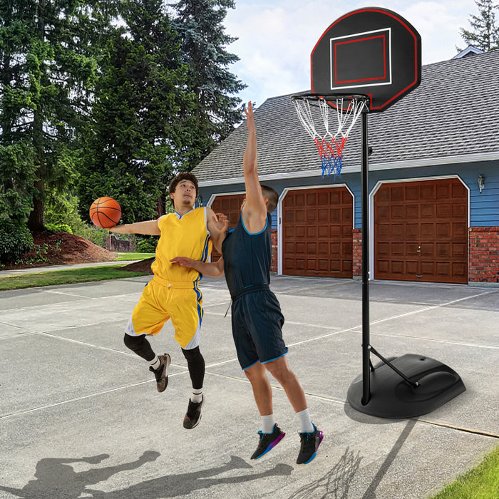 Costway 5.5-7.5ft Adjustable Portable Basketball Goal System With Shatterproof Backboard