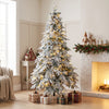 HOMCOM 6ft Prelit Flocked Christmas Tree, Downswept Hinged Xmas Tree