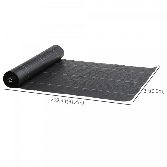 Outsunny 3ft x 300ft Weed Barrier, Landscape Fabric, for Greenhouse Yard Garden Weed Control, Heavy-Duty & Easy Setup, 3.5oz