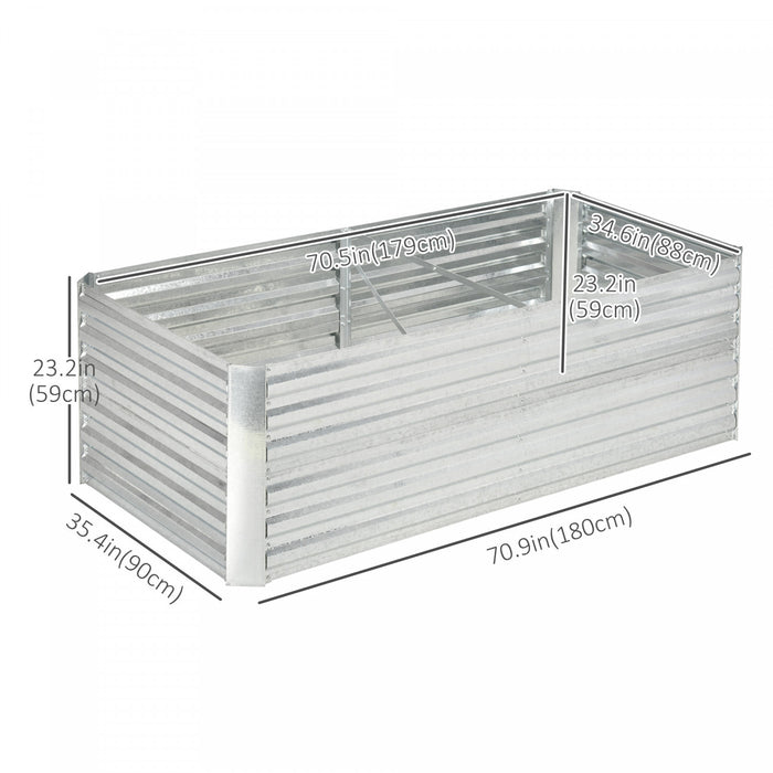 Outsunny Raised Garden Bed, 71'' X 35'' X 23'' Galvanized Steel Planters For Outdoor Plants With Multi-reinforced Rods For Vegetables, Flowers And Herbs, Silver