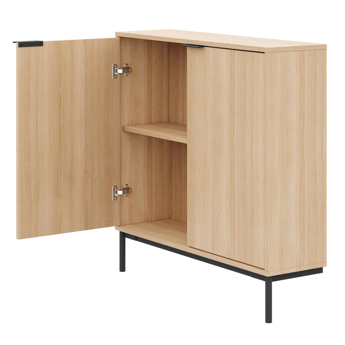 Nordika Slim 2-Door Storage Console Accent Cabinet - Natural Blonde Oak
