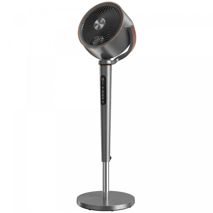 HOMCOM 20dB Silent Standing Fan, Oscillating Fan with 12 Speeds, LED Light