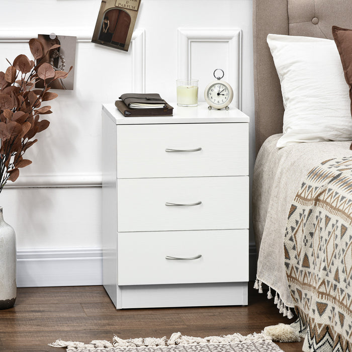 HOMCOM Bedside Table, Night Stand with 3 Drawer for Bedroom