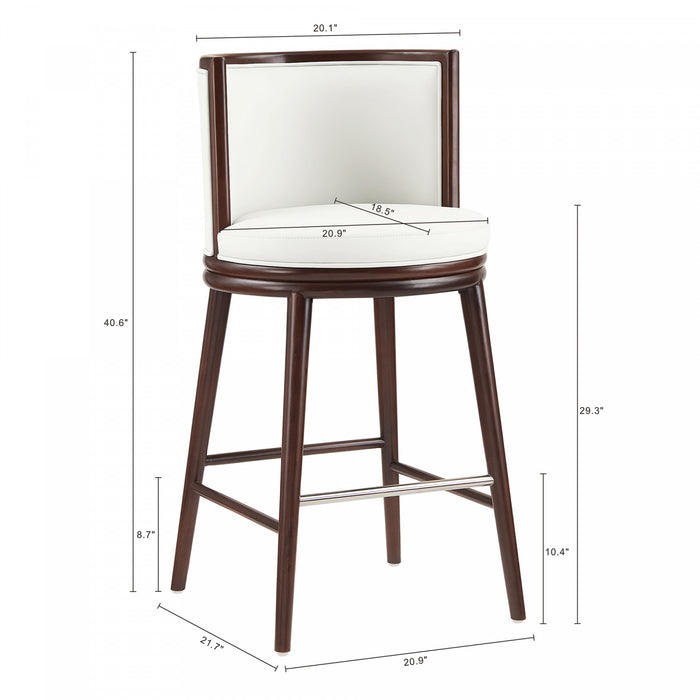 Evalyn Modern Wood Upholstered Barstool in White - Set of 3