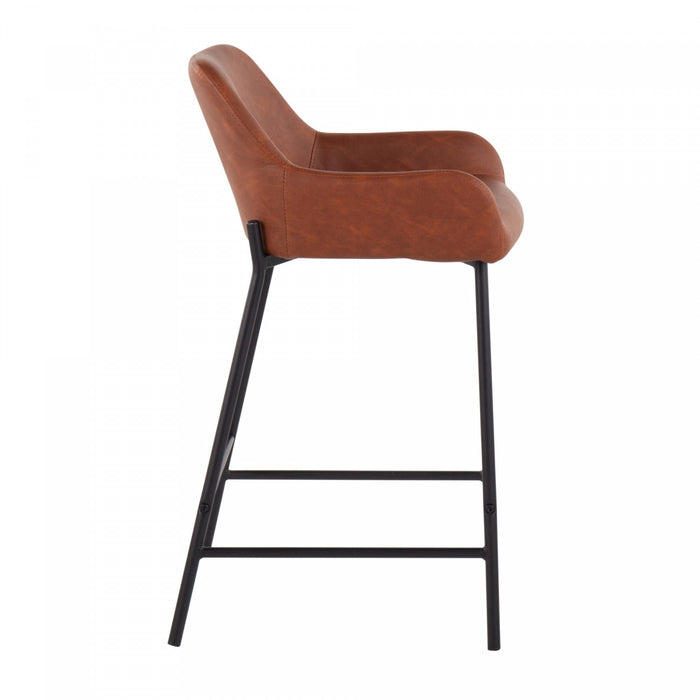LumiSource Daniella Camel Faux Leather Industrial Counter-Height Stool - Set of 2
