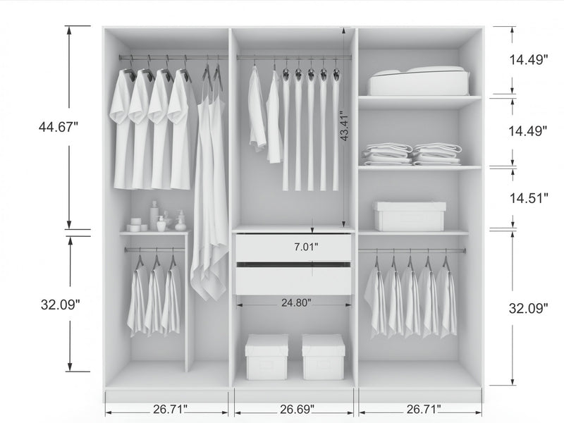 Gramercy Contemporary Modern 82\" Wardrobe Closet in White
