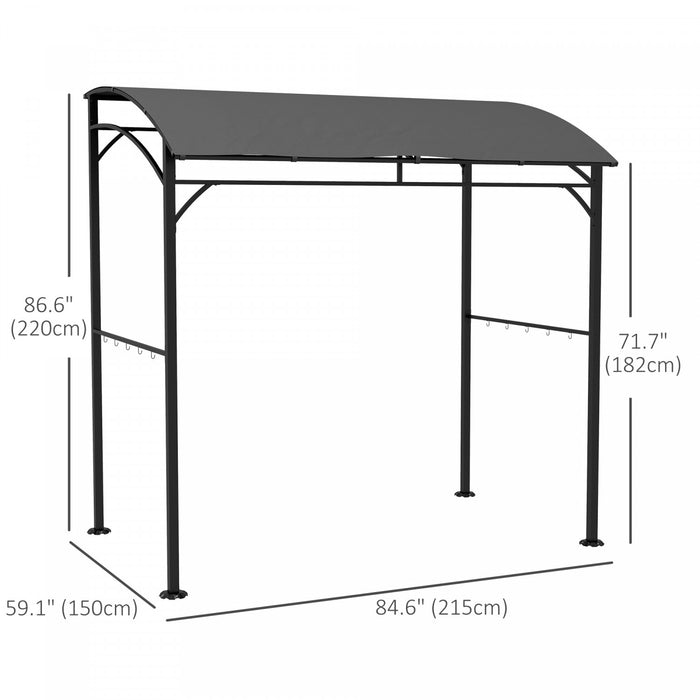 Outsunny 7' X 5' Bbq Grill Gazebo Tent With Steel Frame Hooks Charcoal Grey