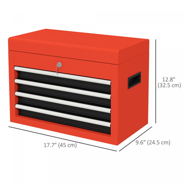 Durhand 4 Drawer Tool Box With Latch And Keys For Garage Warehouse