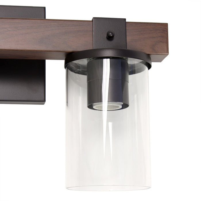 Arezzo 3 Light Vanity, Clear Glass, Brown, 22\"L Lamp