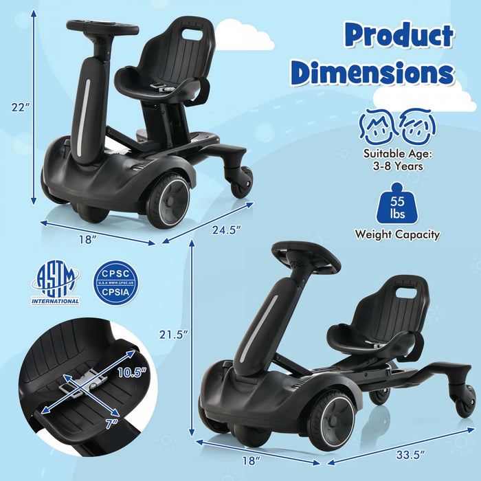 Costway 6v Kids Ride On Drift Car Electric Drifting Go Kart For Kids With 360° Spin Dark