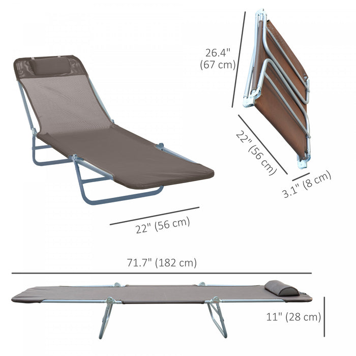 Outsunny Outdoor Lounge Chair, Folding Adjustable Reclining Chair, Brown