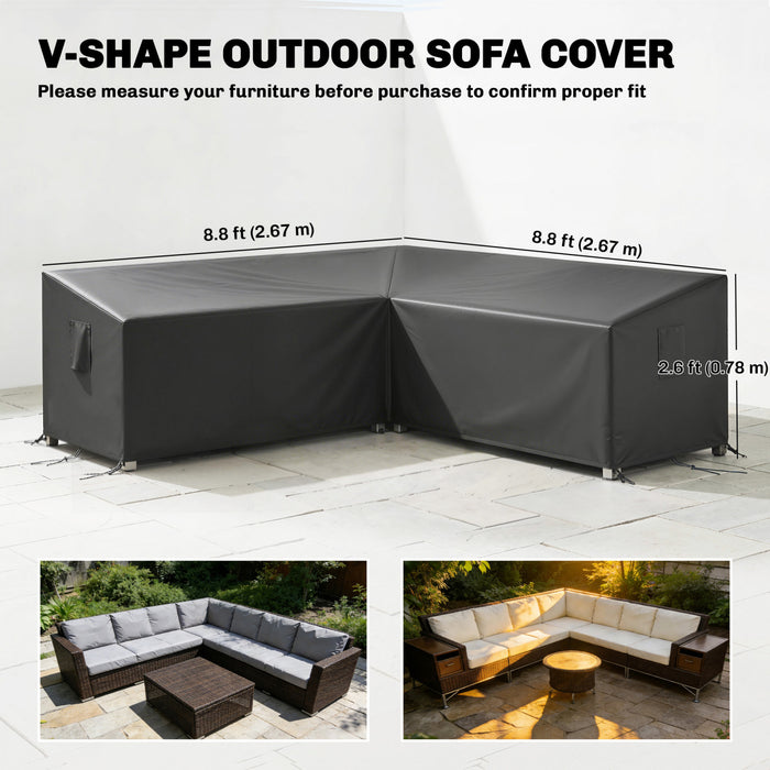 Outsunny V-Shaped Sectional Sofa Cover Waterproof Anti-UV, 105\" x 105\"