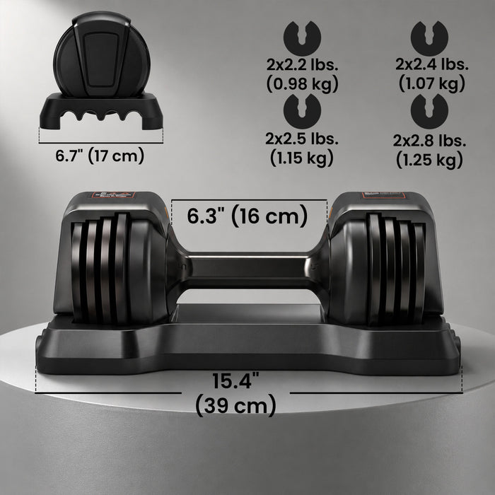 Soozier 5-25 lbs Adjustable Dumbbell Set of 2, 5-in-1 Dumbbell Weights