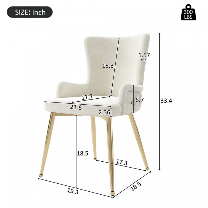 Luna Velvet Dining Chairs with Tufted Upholstered and Gold Metal Legs Set of 6, Beige