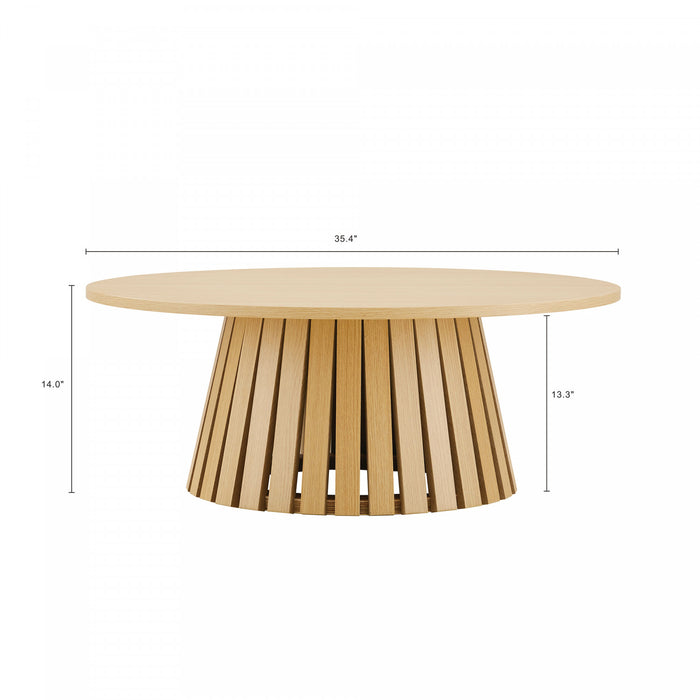 Layla Scandinavian Modern Coffee Table in Light Oak Armoire