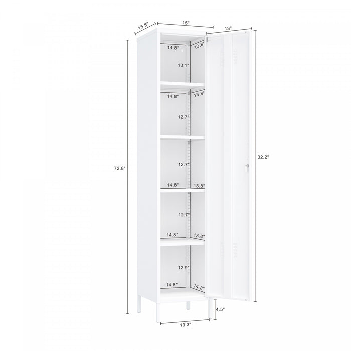Naomi Modern 15\" Metal Storage Cabinet in White Armoire