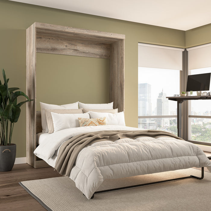 Bestar Pur Queen Murphy 65-Inch Wall Bed - Rustic Brown