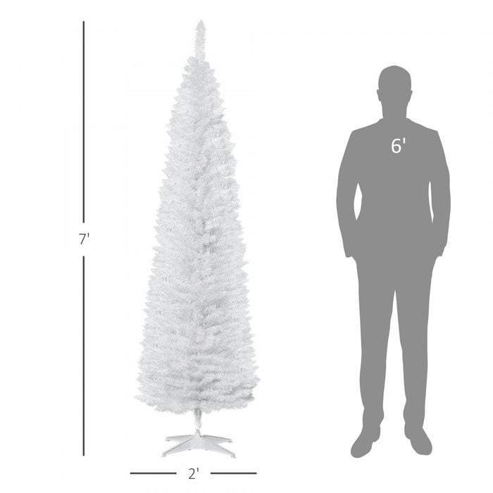 Homcom 7ft Pencil Artificial Christmas Tree With Realistic Branches