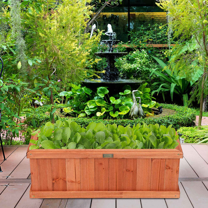 Costway 28 Inch Wooden Flower Planter Box Garden Yard Decorative Window Box Rectangular