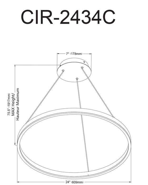 Dainolite Circulo Chandelier 34w Aged Brass Finish White Acrylic Diffuser Lamp