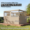 Outsunny 10' x 10' Universal Gazebo Curtains, 4 Panels, Khaki