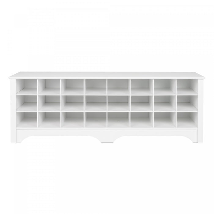 Twenty-Four Pair Shoe Storage Cubby Bench - White