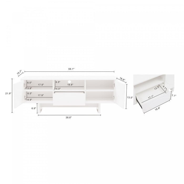 Ella Modern 59\" TV Stand in White