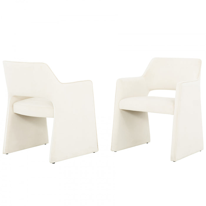 Kendrick Ivory Velvet Upholstered Accent Dining Chair (Set of 2)