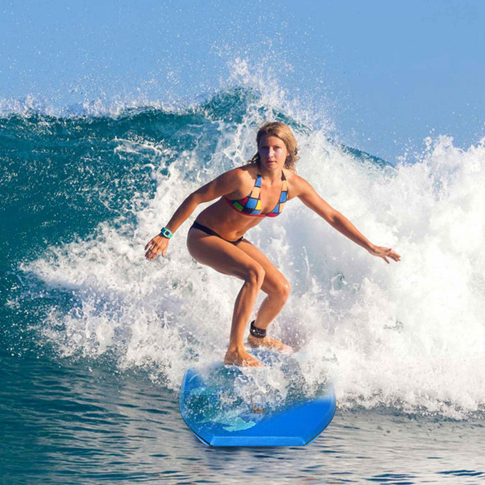 Goplus 33'' Lightweight Super Bodyboard Surfing W/leash Eps Core Boarding Blue Shark