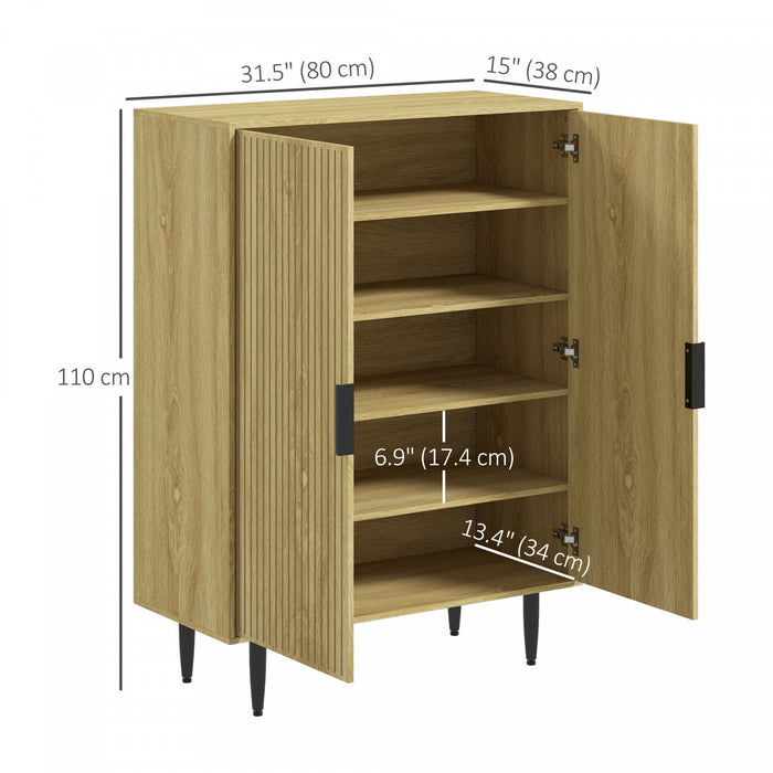 HOMCOM 5-Tier Entryway Shoe Storage Cabinet with Adjustable Shelves