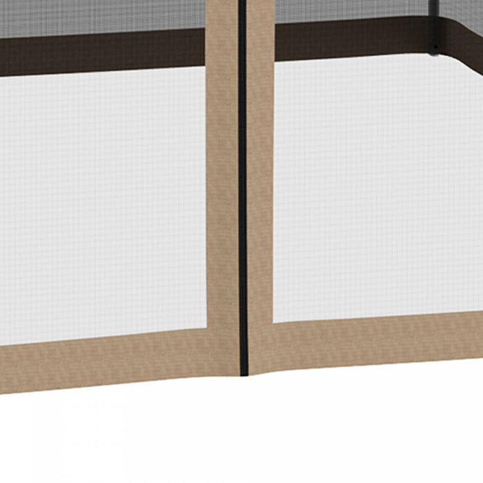 Outsunny Replacement Mosquito Netting For Gazebo 10' X 10' Screen Walls For Canopy With Zippers For Parties And Outdoor Activities - Khaki