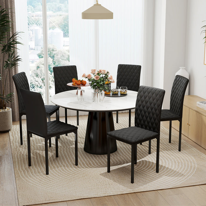 HOMCOM Dining Chairs Set of 6, Faux Leather Accent Chairs, Black