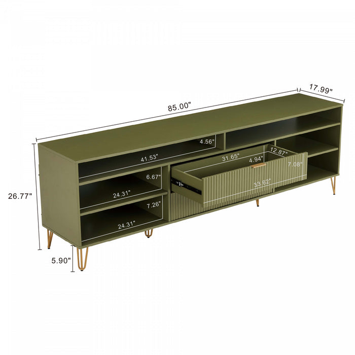Dumbo Modern 85\" Fluted TV Stand in Olive Green