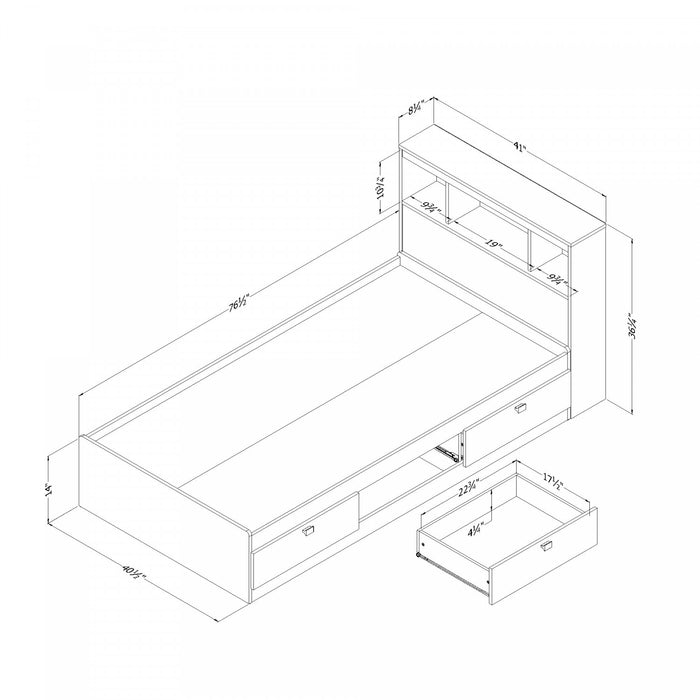 Spark Storage Bed And Bookcase Headboard Set - Pure Black 