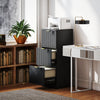 HOMCOM 3 Drawer File Cabinet Fluted Vertical Filing Cabinet with Lock Black