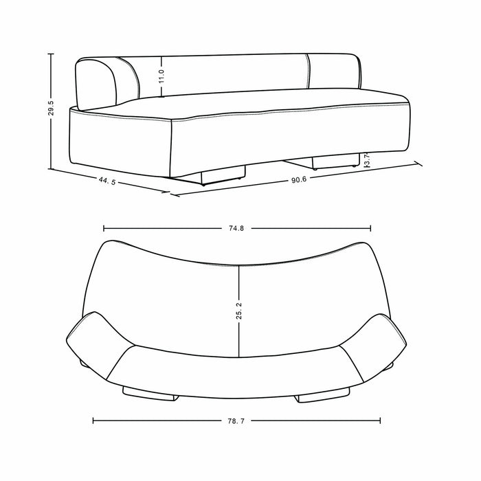 Verandah Mid-Century Modern 2-Piece Sofa Set in Beige