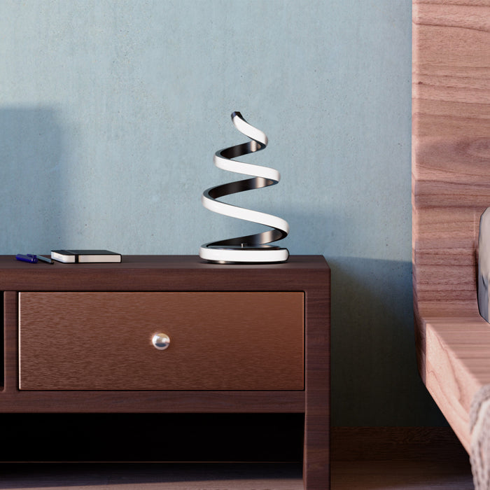 16\" Matte Black Spiral LED Table Lamp