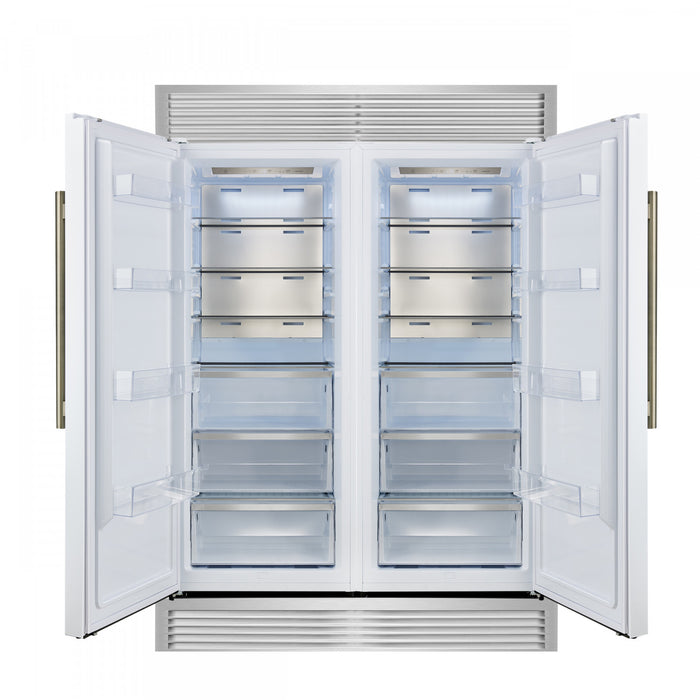 Forno Maderno 60 Inch Convertible Refrigerator/Freezer in White, Trim Grill, 27.2 cu.ft - FFFFD1722-60SG-WHT