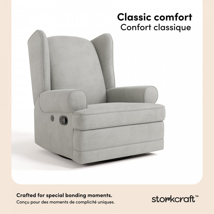 Storkcraft Serenity Wingback Upholstered Recliner Glider - Steel