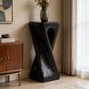 Cade 26.80" Twisted Square MGO Accent Table, Unique Natural Wood Grain Indoor Side Table, Black | Table d'appoint carree torsadee Cade 26,80 pouces MGO, table laterale interieure a grain de bois naturel unique, noir