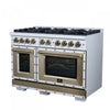 Forno Ambassador 48" Gas Range in White, 8 Sealed Burners, 6.7 Cu.Ft. Ovens - FFSGS6299-48CPWHT | Cuisiniere a gaz Ambassador de 48 po, blanche, 8 bruleurs scelles, fours de 6,7 pi³ – FFSGS6299-48CPWHT